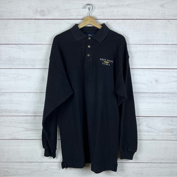 Vintage West Point US Marines Long Sleeve Polo Rugby Shirt Large - Picture 1 of 5